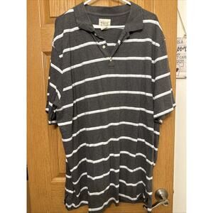True Nation Gray & White Stripe Polo Shirt 3XLT Causal Preppy
